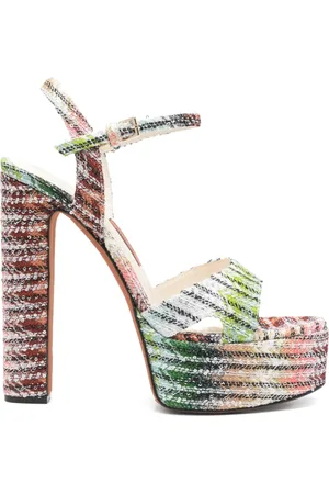 Missoni Sko, Dame, Flerfarvet, 39 EU, Stribede sandaler med lurex og pailletter