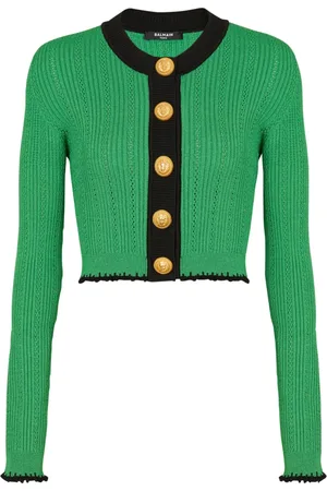 Balmain Strik, Dame, Grøn, M, Strikket cardigan
