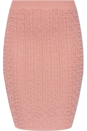 Balmain Nederdel, Dame, Lyserød, XS, Polyester, Monogram Skirt