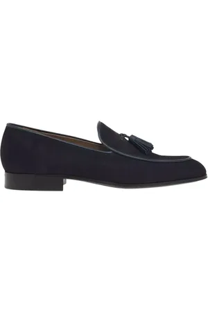Gianvito Rossi Sko, Herre, Blå, 44 EU, Læder, Marine Loafers med Frynser