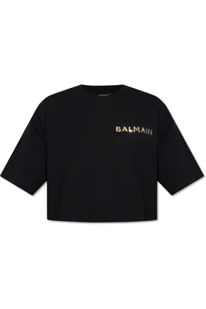 Balmain Top, Dame, Sort, L, Bomuld, Kort, oversized T-shirt