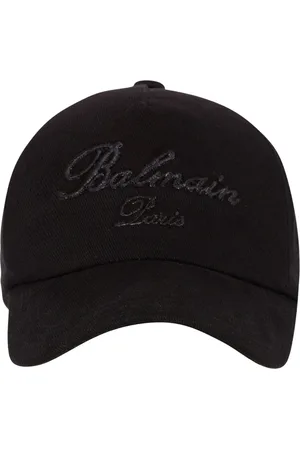 Balmain Tilbehør, Herre, Sort, ONE SIZE, Bomuld, Bomuld baseballkasket med signaturbroderi