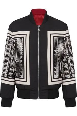 Balmain Jakke, Herre, Sort, M, Polyester, Vendbar Monogram Bomberjakke
