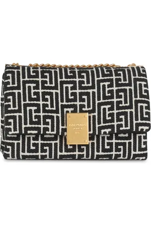 Balmain Taske, Dame, Sort, ONE SIZE, Bomuld, 1945 Blød lille taske med jacquard monogram
