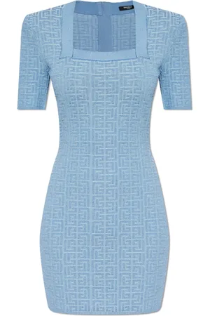 Balmain Kjole, Dame, Blå, S, Polyester, Tætsiddende kjole