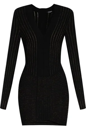 Balmain Kjole, Dame, Sort, 2XS, Uld, Kjole med lurextråde