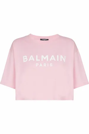 Balmain Top, Dame, Lyserød, S, Bomuld, T-shirt med Paris print