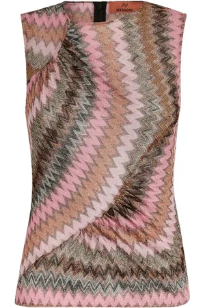 Missoni Top, Dame, Flerfarvet, XS, Zig Zag Ærmeløs Top