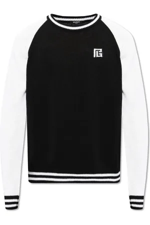 Balmain Strik, Herre, Sort, S, Bomuld, Trøje med logo
