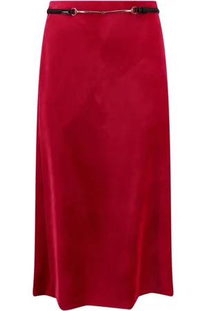 Gucci Nederdel, Dame, Rød, S, Tyl, Pink Velvet Bloom Midi Nederdel