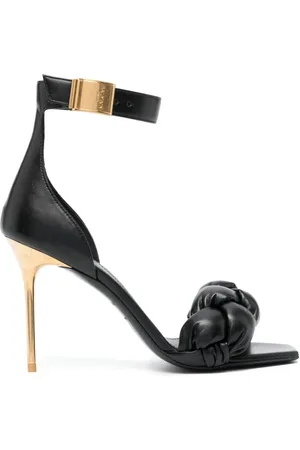 Balmain Sko, Dame, Sort, 40 EU, Polyester, Sort Flettede Højhælede Pumps