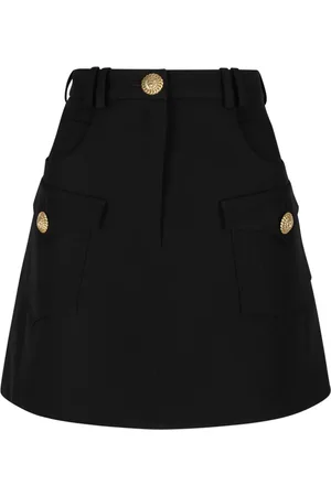 Balmain Nederdel, Dame, Sort, XS, Uld, Sort Mini Nederdel med Western Stil