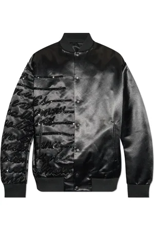 Balmain Jakke, Herre, Sort, M, Satin, Bomberjakke med skinnende applikationer