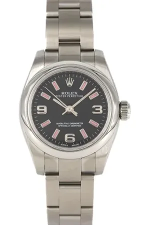 Rolex Pre-owned, Dame, Sort, ONE SIZE, Tyl, Pre-owned Rustfrit stal watches