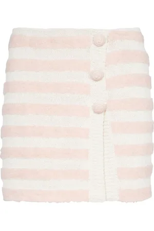 Balmain Nederdel, Dame, , 2XS, Uld, Stribet Slå-om Nederdel