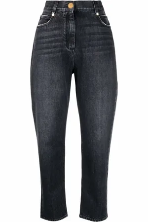 Balmain Jeans, Dame, Sort, L, Bomuld, Sort Straight Low-Rise Boyfriend Jeans