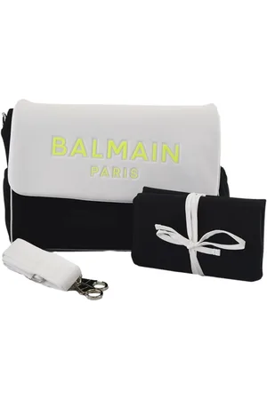Balmain Taske, Dame, Flerfarvet, ONE SIZE, Uld, Hvid Neopren Taske med Fluorescerende Logo