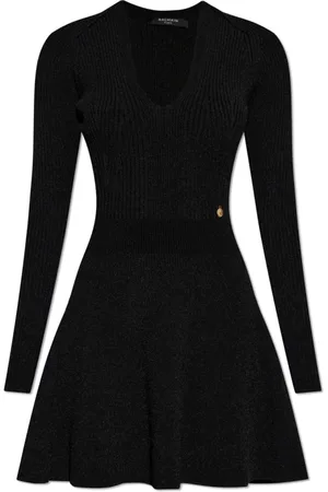 Balmain Kjole, Dame, Sort, S, Uld, V-hals kjole