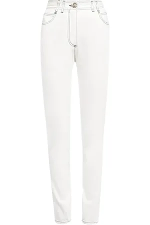 Balmain Jeans, Herre, Hvid, W38, Uld, Højtaljede jeans til kvinder med monogram B