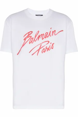 Balmain Top, Herre, Hvid, 3XL, Bomuld, T-shirt med læbestiftstryk