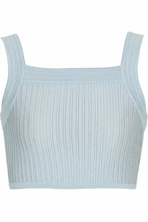 Balmain Top, Dame, Blå, M, Polyester, Tekstureret strikbluse
