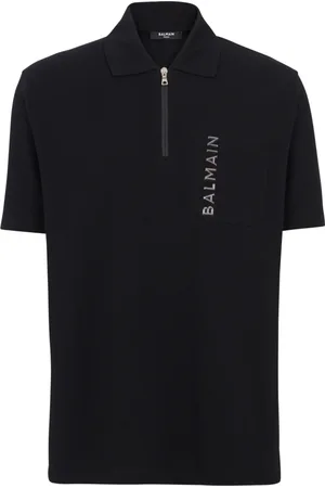 Balmain Top, Herre, Sort, XS, Bomuld, Lamineret Lynlås Polo