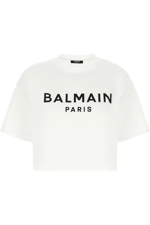 Balmain Top, Dame, Hvid, L, Bomuld, Afslappet Bomuld T-Shirt