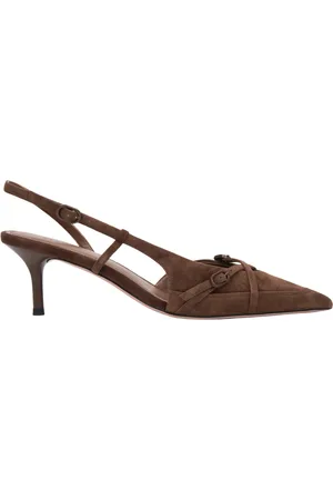 Estro Sko, Dame, Brun, 37 EU, Uld, Kvinders Sadlebrun Velour Lavhælede Slingbacks