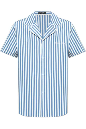 Balmain Skjorte, Herre, Blå, L, Bomuld, Logo Shirt