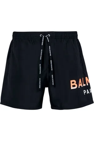 Balmain Badetøj, Herre, Sort, 3XL, Polyester, Sort Logo-Print Badeshorts
