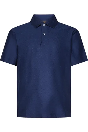 Missoni Top, Herre, Blå, M, Bomuld, Blå Zig Zag Broderet Polo Skjorte