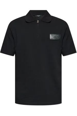 Balmain Top, Herre, Sort, XL, Bomuld, Cotton Polo med Patch