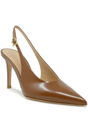 Gianvito Rossi Sko, Dame, , 37 1/2 EU, Læder, Kamel Læder Slingback Sko