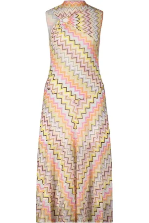 Missoni Kjole, Dame, Flerfarvet, XS, Zigzag A-line Kjole med Ringdetalje