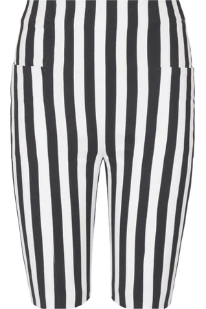 Balmain Shorts, Dame, Sort, L, Uld, Stripede Crepe Shorts