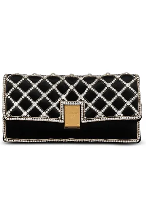 Balmain Taske, Dame, Sort, ONE SIZE, Bomuld, Blød velour og perler taske 1945