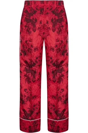 Nº21 Bukser, Dame, Flerfarvet, XL, Røde Blomsterprint Straight-Leg Bukser