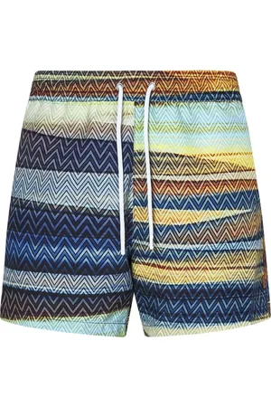 Missoni Badetøj, Herre, Flerfarvet, S, Polyester, Blå Gradient Zig Zag Badeshorts