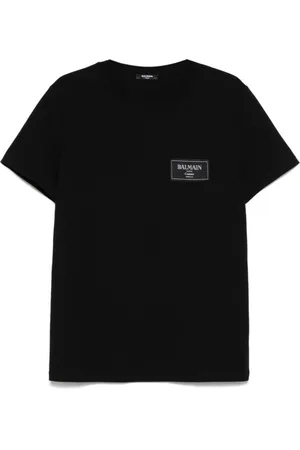 Balmain Top, Herre, Sort, S, Sort Crew Neck T-shirts og Polos