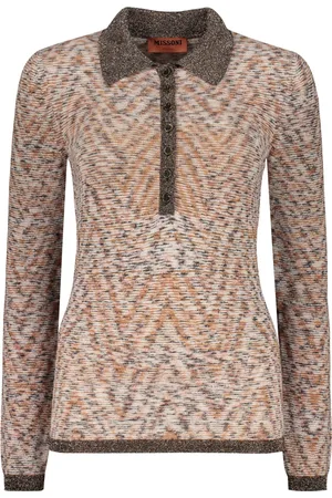 Missoni Top, Dame, Flerfarvet, XS, Uld, Uld Polo Skjorte med Lurex Tråde