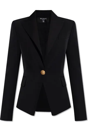 Balmain Jakke, Dame, Sort, L, Uld, Blazer med spidse revers