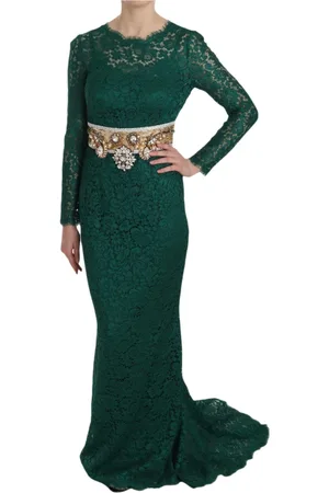 Dolce & Gabbana Kjole, Dame, Grøn, S, Bomuld, Smaragd Elegance Langrmet Grn Kjole