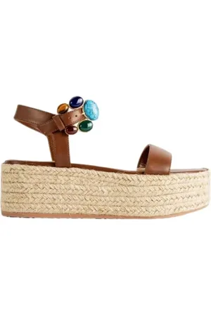 Gianvito Rossi Sko, Dame, Brun, 36 EU, Uld, Brun Reb Platform Sandaler med Sten
