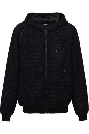 Balmain Jakke, Herre, Sort, L, Uld, Sort Vinterfrakke Stilfuld Mode