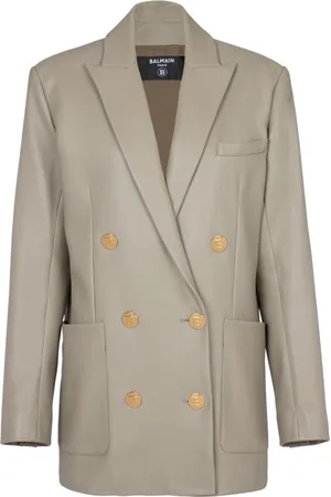 Balmain Jakke, Dame, , 2XS, Læder, Læder Blazer Jakke