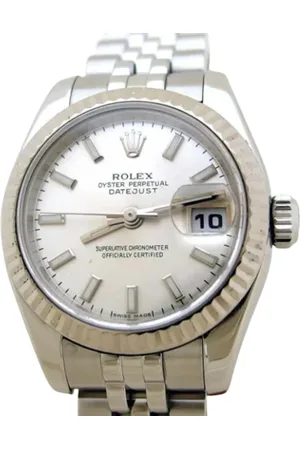 Rolex Pre-owned, Dame, Hvid, ONE SIZE, Tyl, Pre-owned Rustfrit stal watches