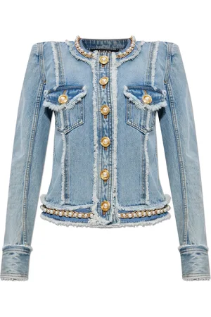 Balmain Jakke, Dame, Blå, M, Denim, Denim jakke