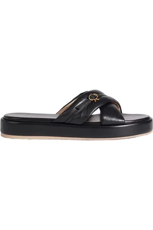 Gianvito Rossi Sko, Dame, Sort, 42 EU, Læder, Sort Nappa Læder Sandaler Produceret i Italien