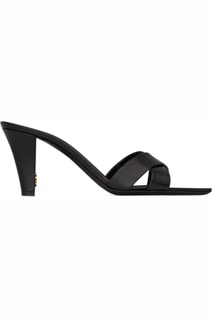 Saint Laurent Sko, Dame, Sort, 38 EU, Uld, Stilfulde Lædermules til Kvinder
