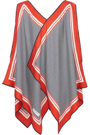 Balmain Jakke, Dame, Flerfarvet, ONE SIZE, Uld, Asymmetrisk monogrammønstret tunic-kjole med tørklæde